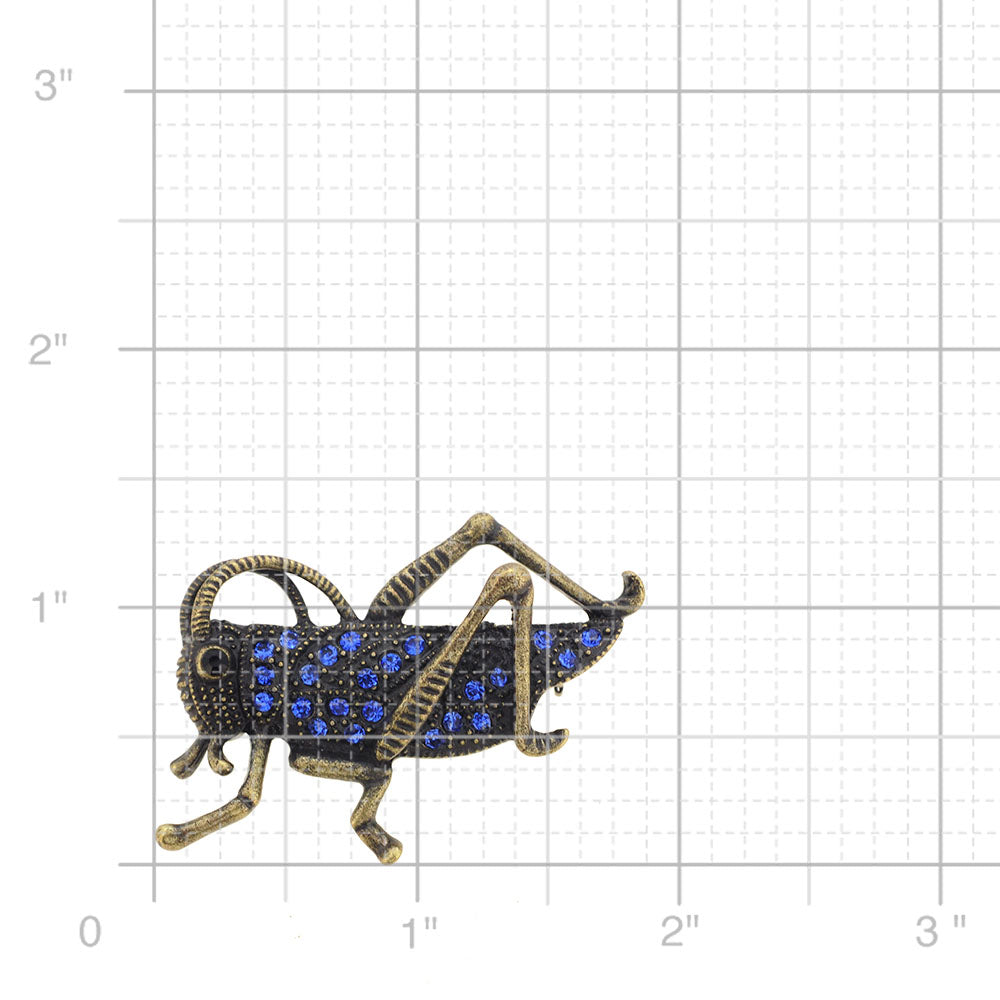 Vintage Style Sapphire Blue Crystal Grasshopper Bug Pin Brooch And Pendant