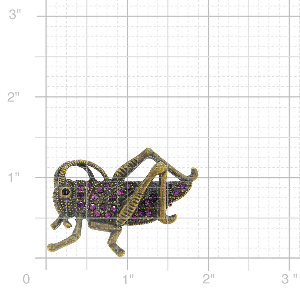 Vintage Style Amethyst Purple Grasshopper Pin Brooch
