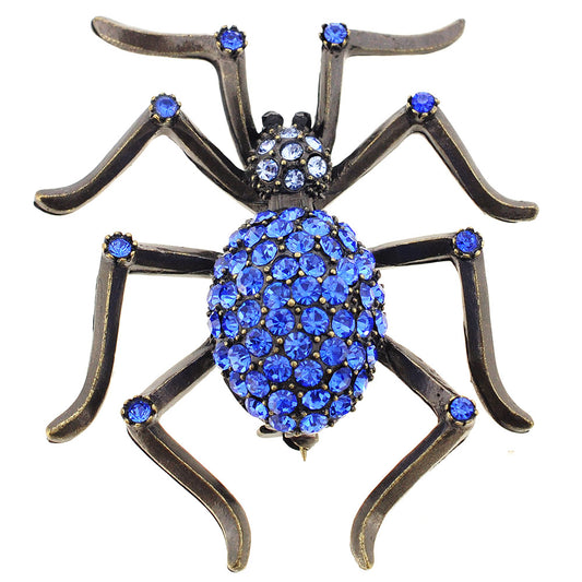 Vintage Style Sapphire Blue Spider Pin Brooch