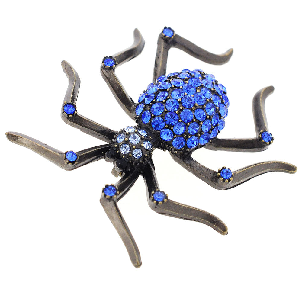 Vintage Style Sapphire Blue Spider Pin Brooch