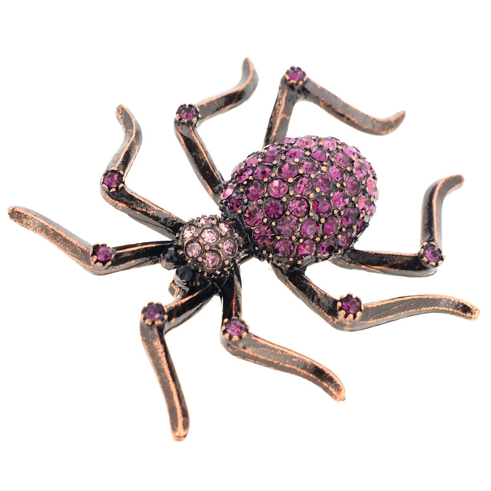 Vintage Style Amethyst Purple Spider Pin Brooch