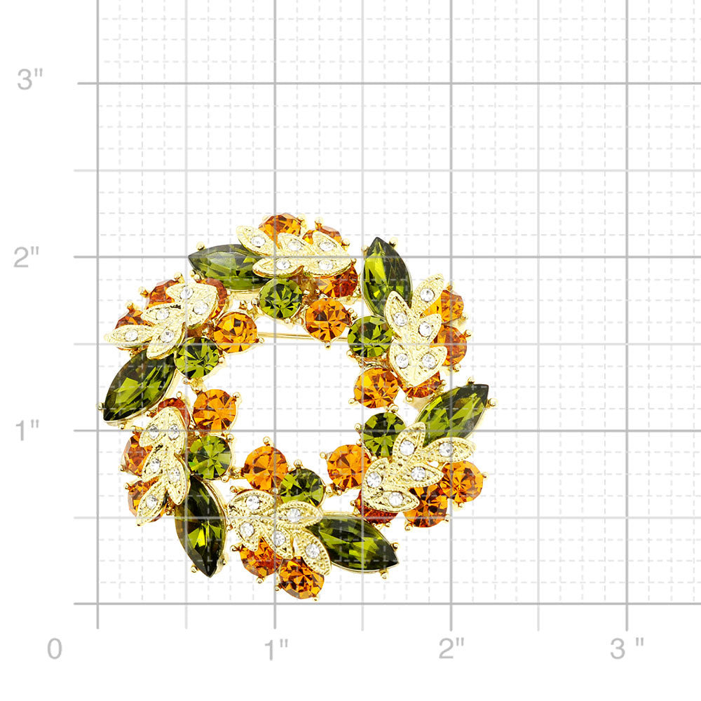Golden Fall Wreath Pin Brooch And Pendant