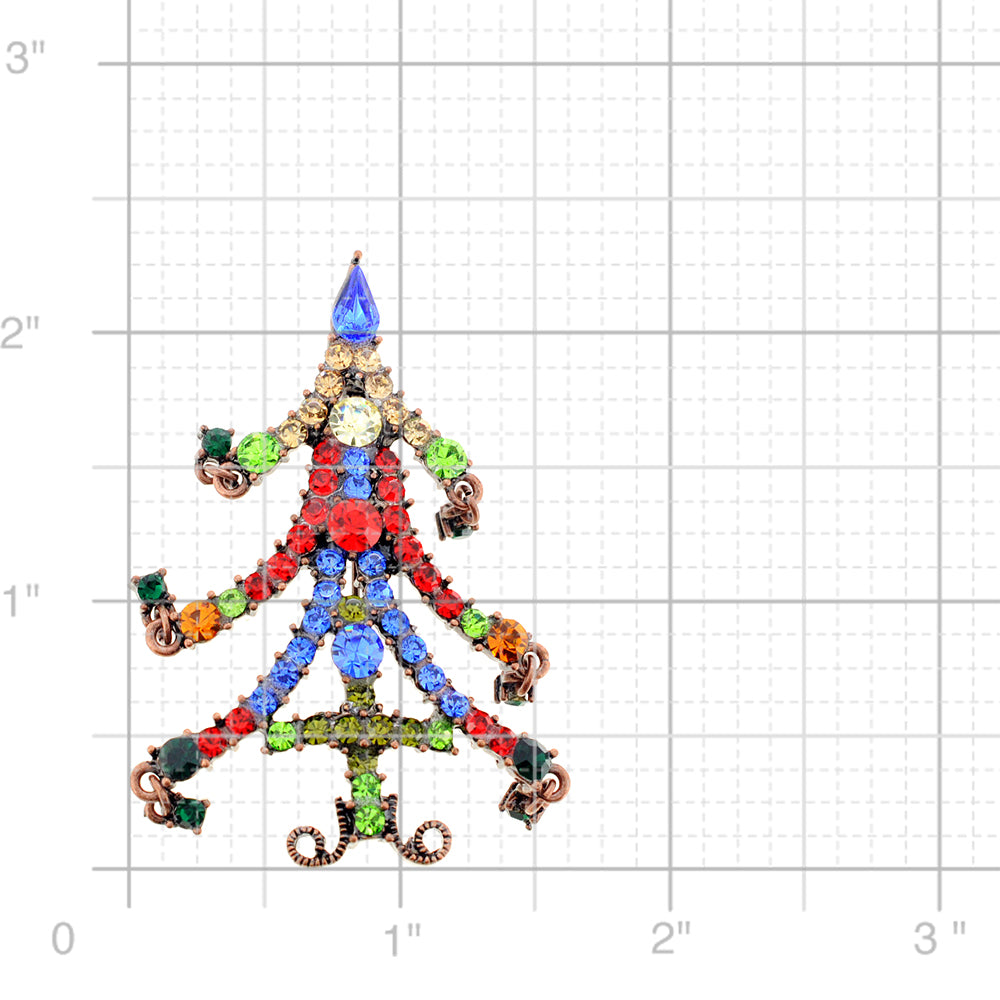 Multicolor Christmas Tree Crystal Pin Brooch