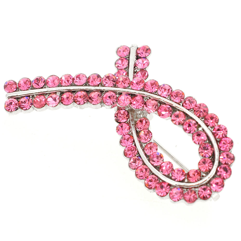Pink Ribbon Crystal Pin Brooch