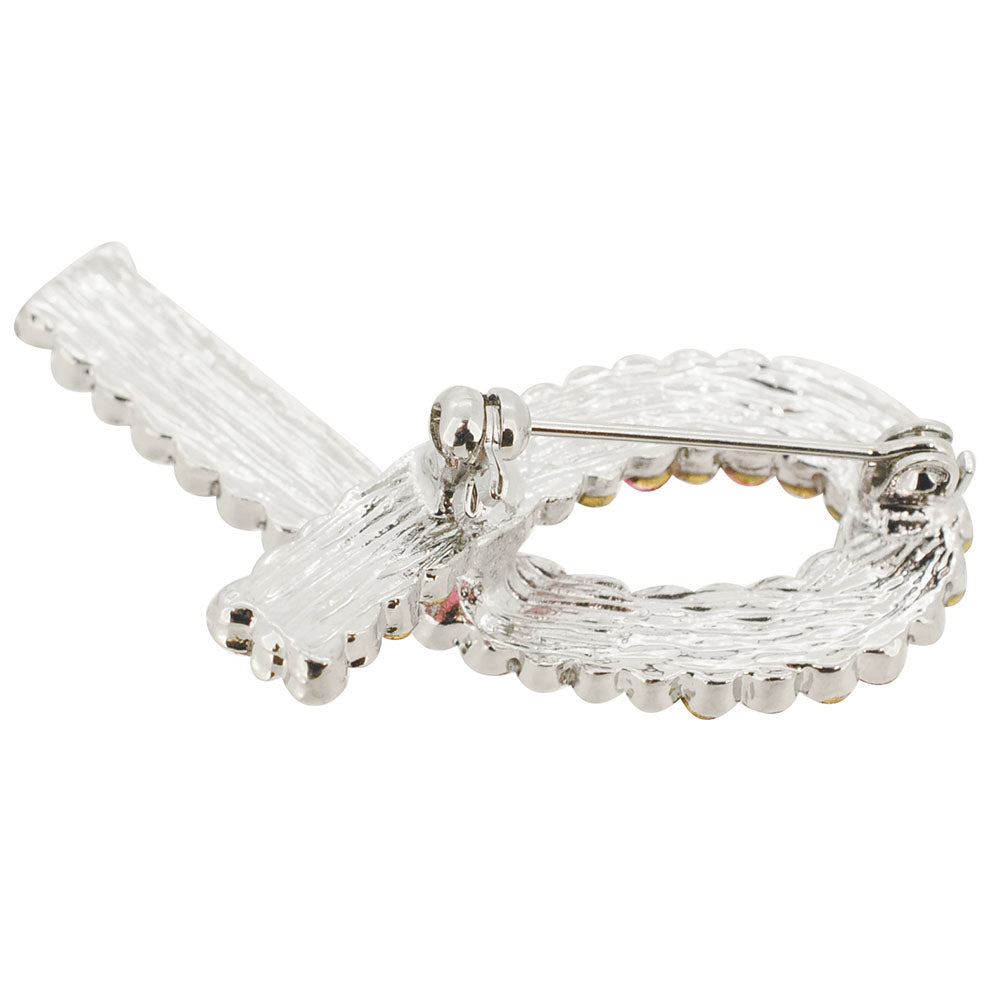 Pink Ribbon Crystal Pin Brooch