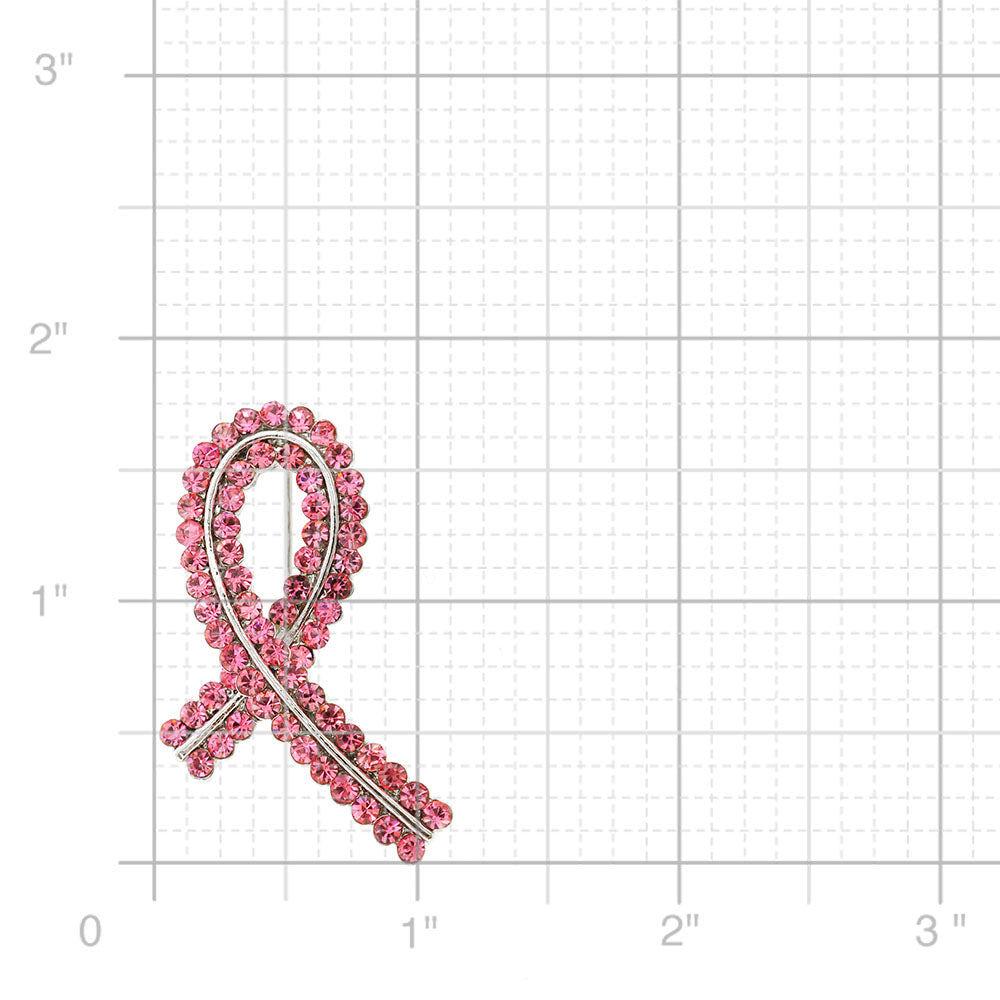 Pink Ribbon Crystal Pin Brooch