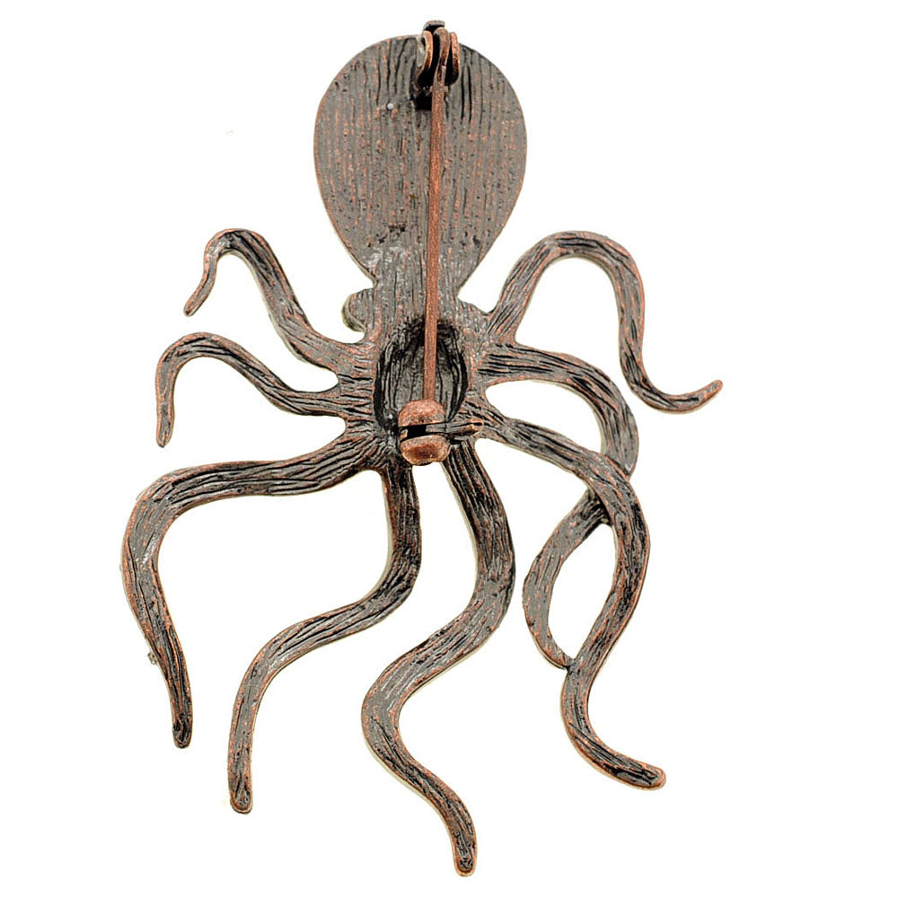 Vintage Style Amethyst Purple Octopus Crystal Pin Brooch