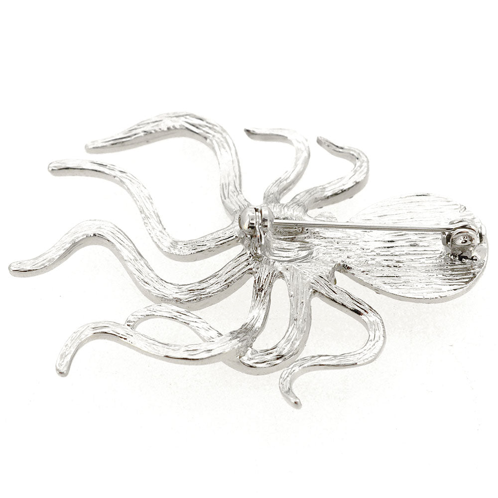 Black Octopus Crytsal Pin Brooch