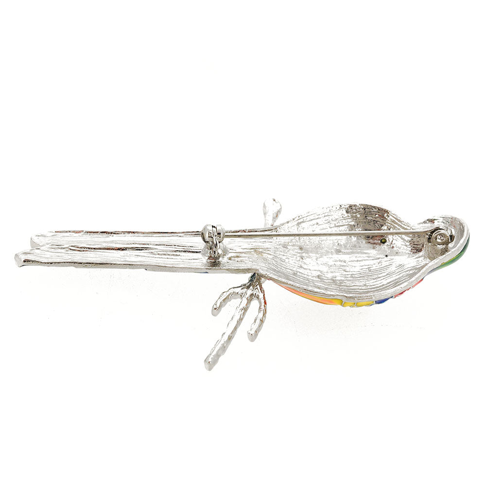 Multicolor Parrot Crystal Bird Pin Brooch