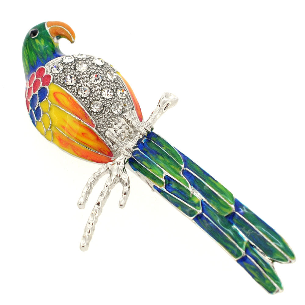 Multicolor Parrot Crystal Bird Pin Brooch