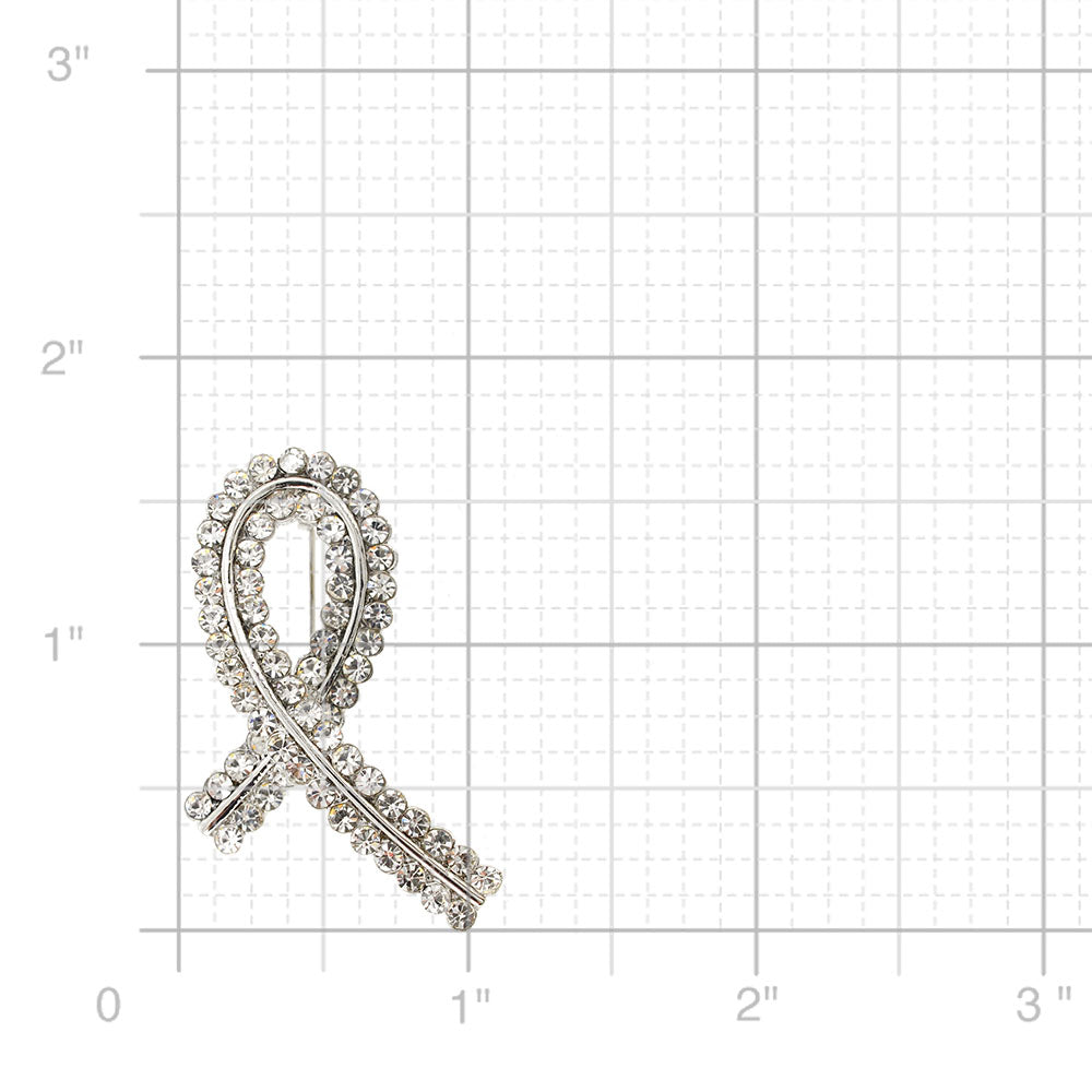 White Crystal Ribbon Pin Brooch