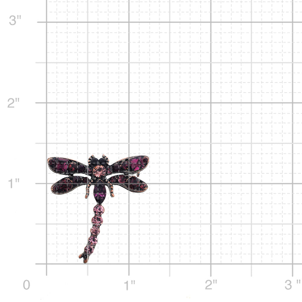 Vintage Style Amethyst Purple Dragonfly Crystal Pin Brooch