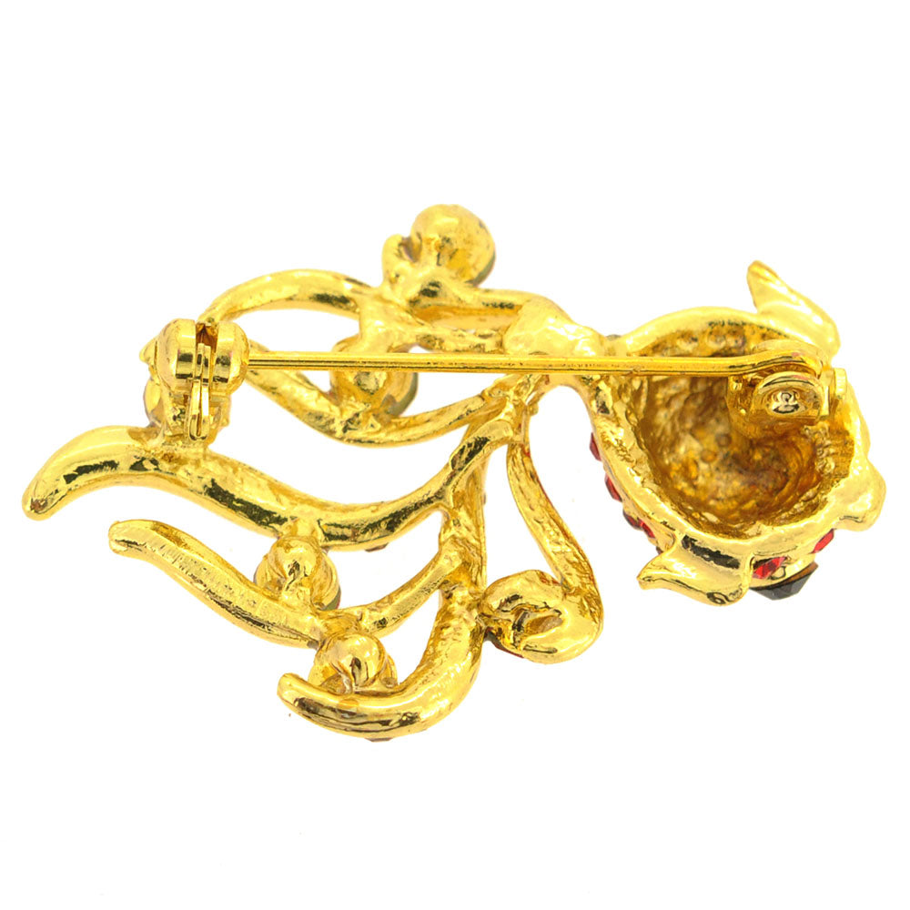 Orange Golden Fish Crystal Pin Brooch