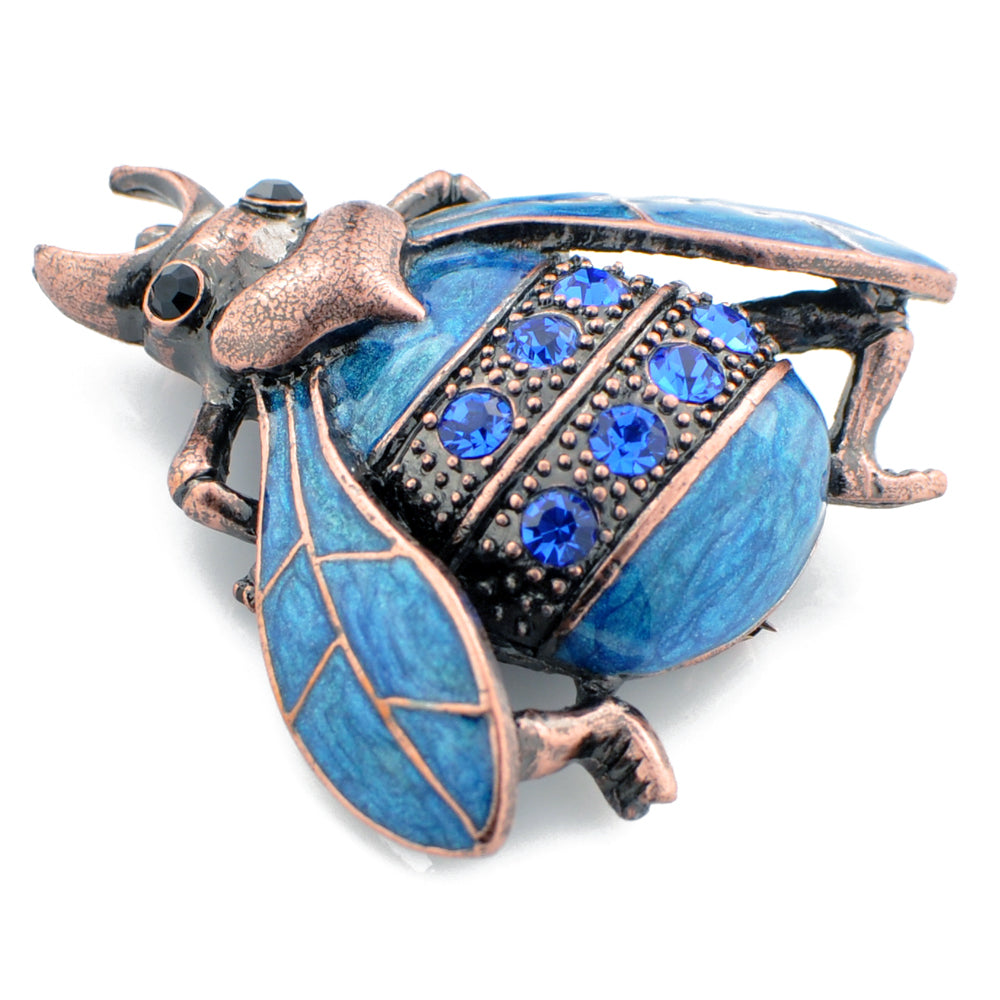Vintage Blue Beatle Bug Pin Brooch