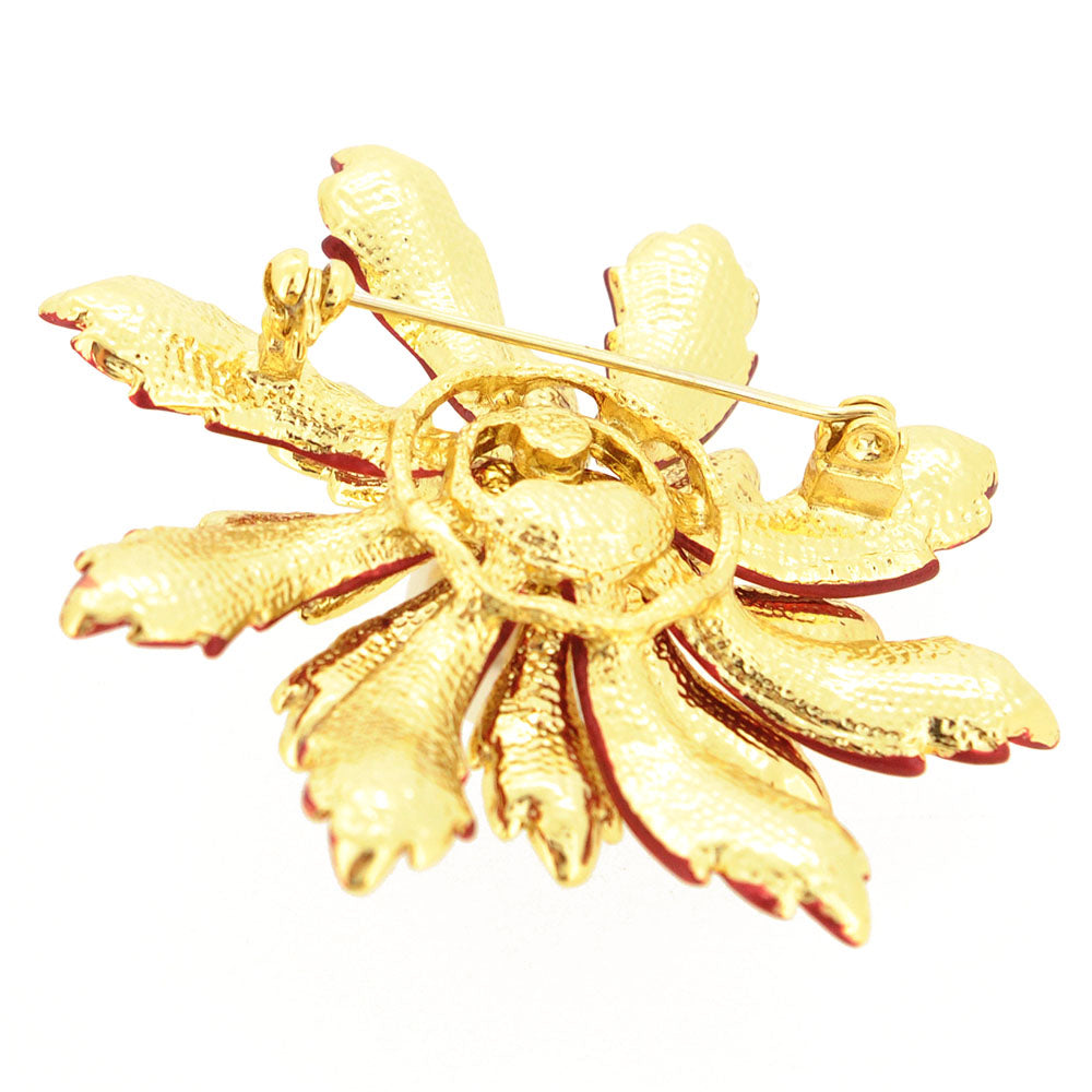Red Flower Pearl Pin Brooch