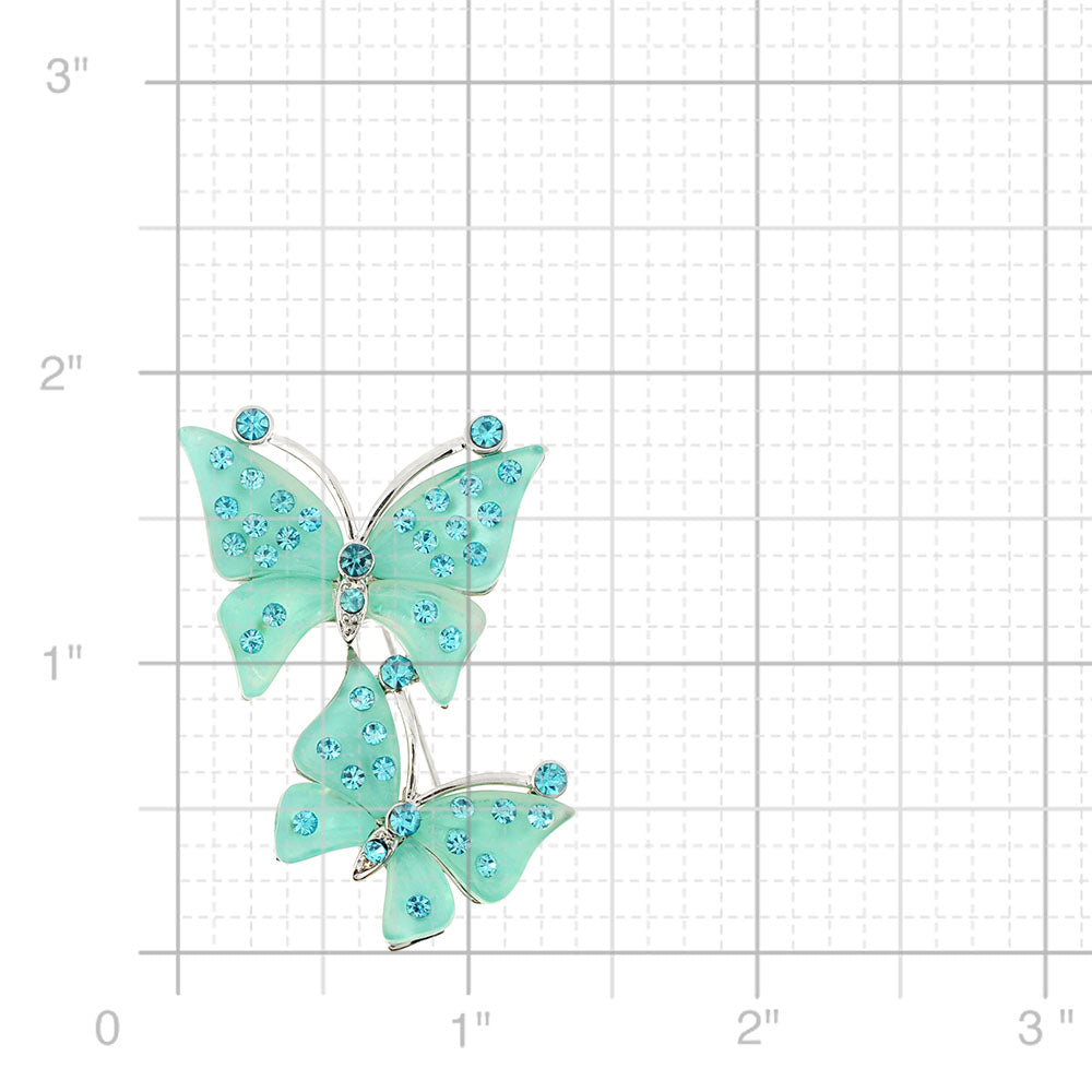 Green Couple Butterfly Pin Brooch