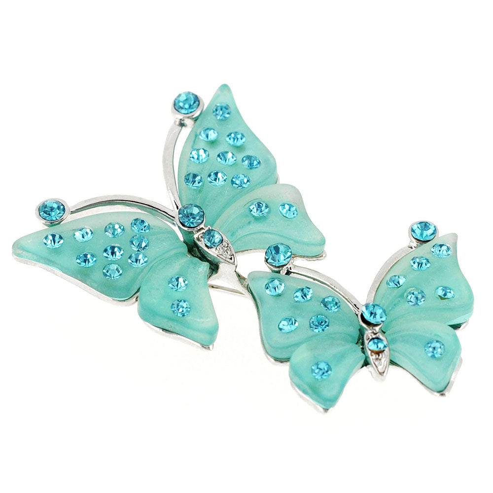 Green Couple Butterfly Pin Brooch