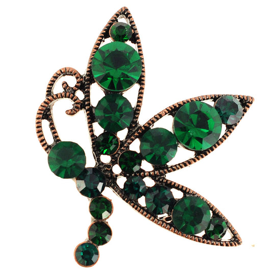Vintage Style Emerald Flying Butterfly Pin Brooch