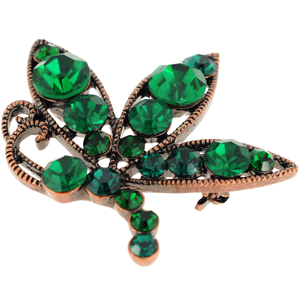 Vintage Style Emerald Flying Butterfly Pin Brooch