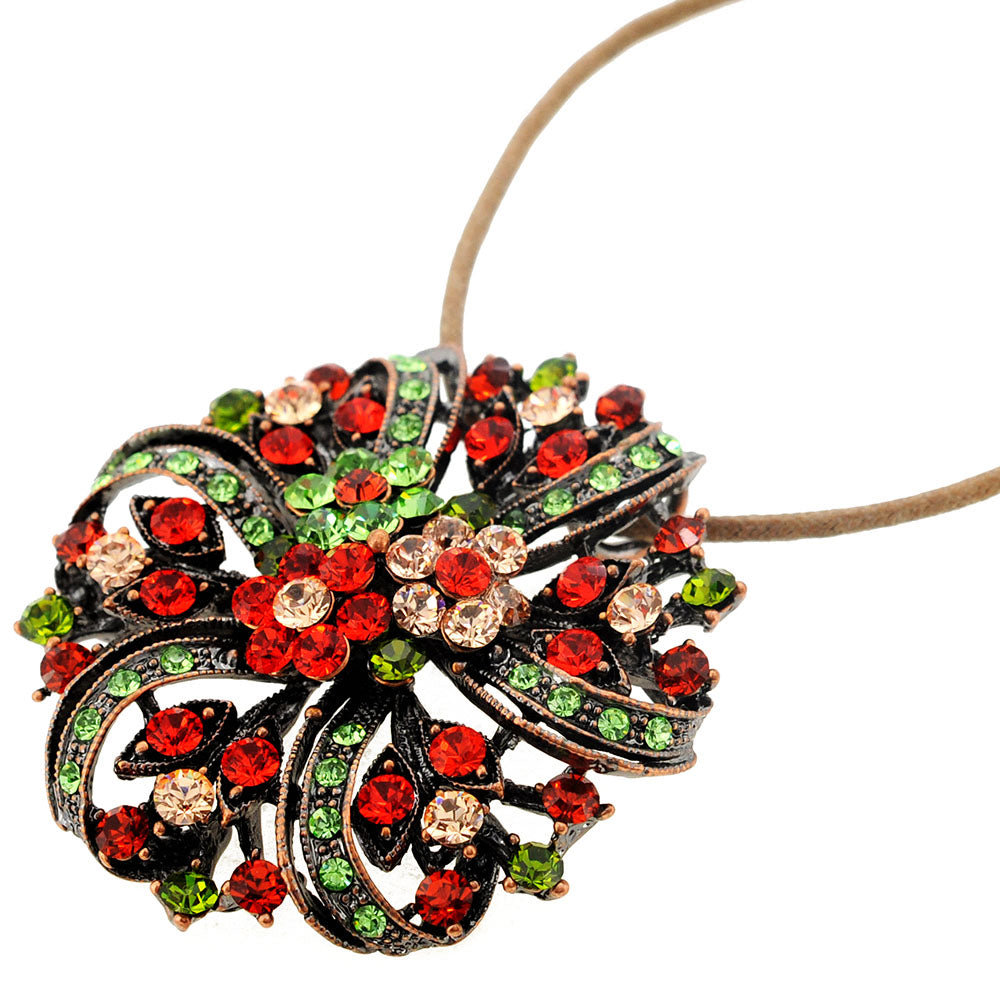 Multicolor Flower Wedding Crystal Pin Brooch and Pendant