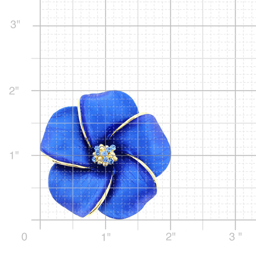 Blue Hawaiian Plumeria Swarovski Crystal Flower Pin Brooch and Pendant