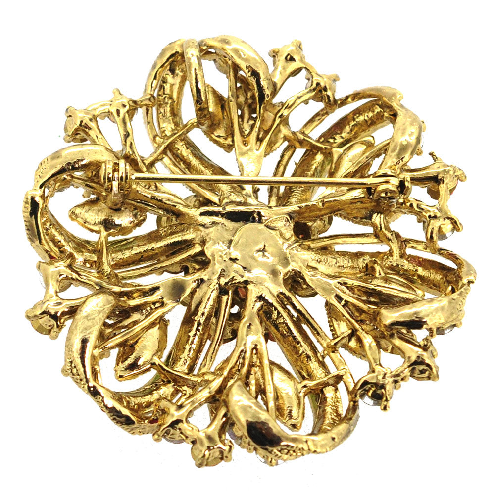 Multicolor Pink Flower Wedding Crystal Pin Brooch and Pendant