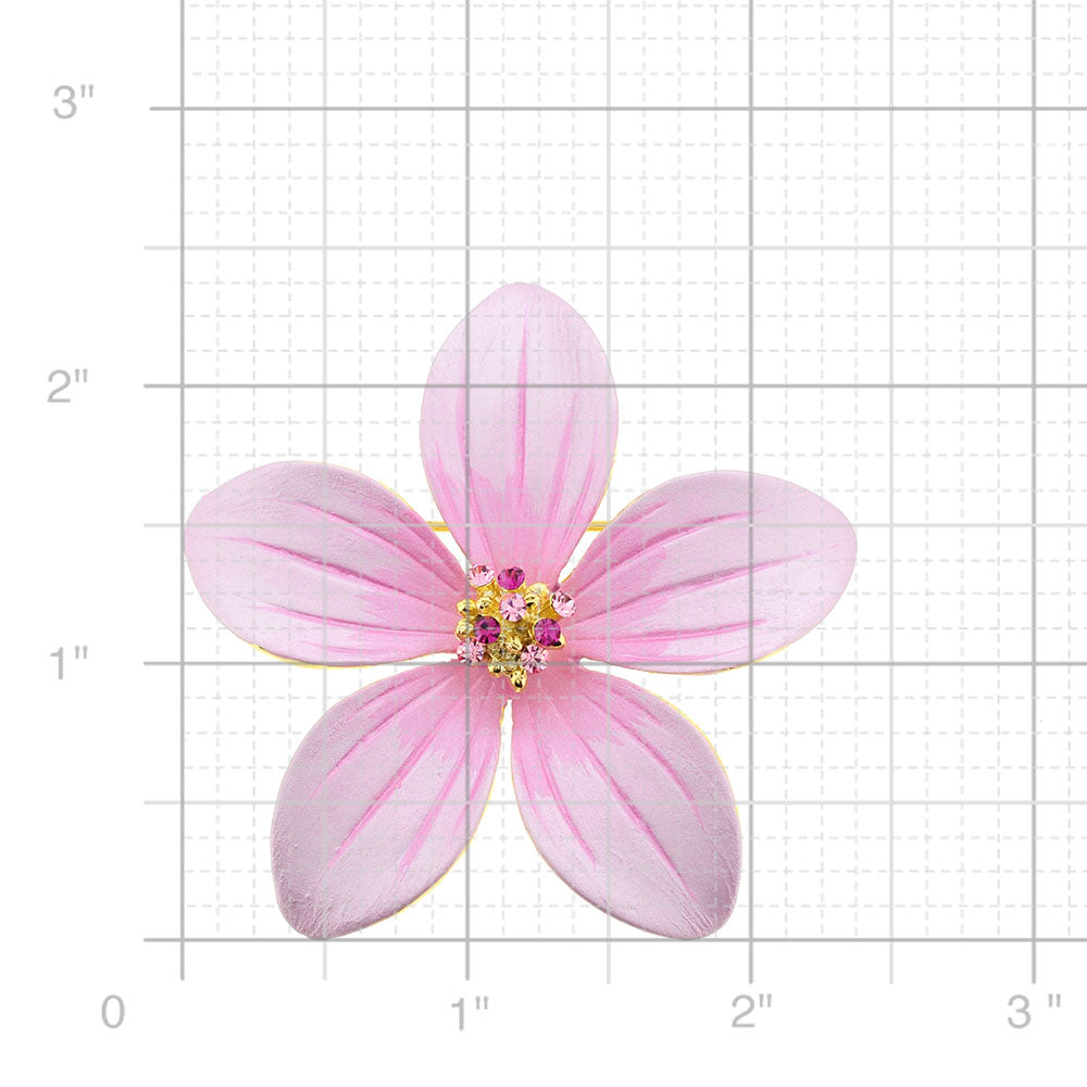 Pink Hawaiian Flower Swarovski Crystal Pin Brooch