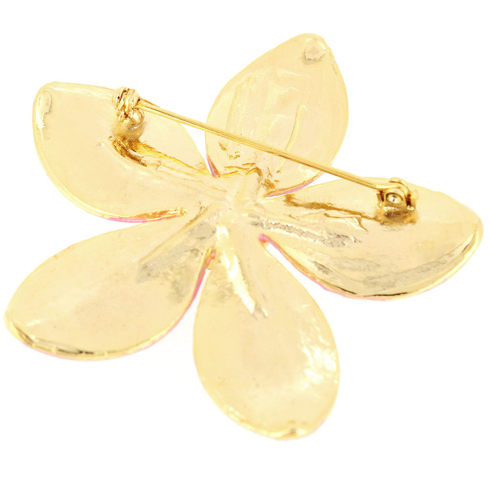 Pink Hawaiian Flower Swarovski Crystal Pin Brooch