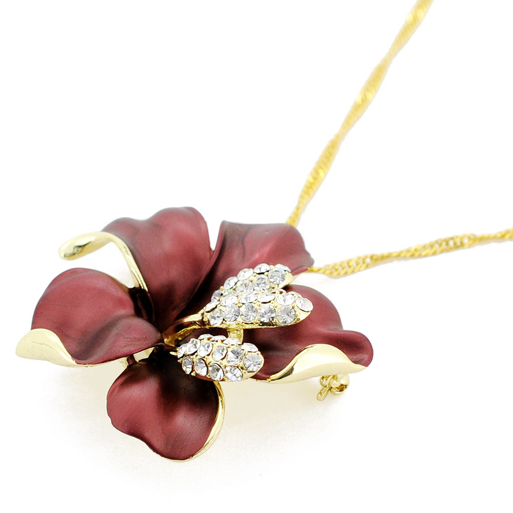 Red Hawaiian Hibiscus Flower Pin Brooch And Pendant