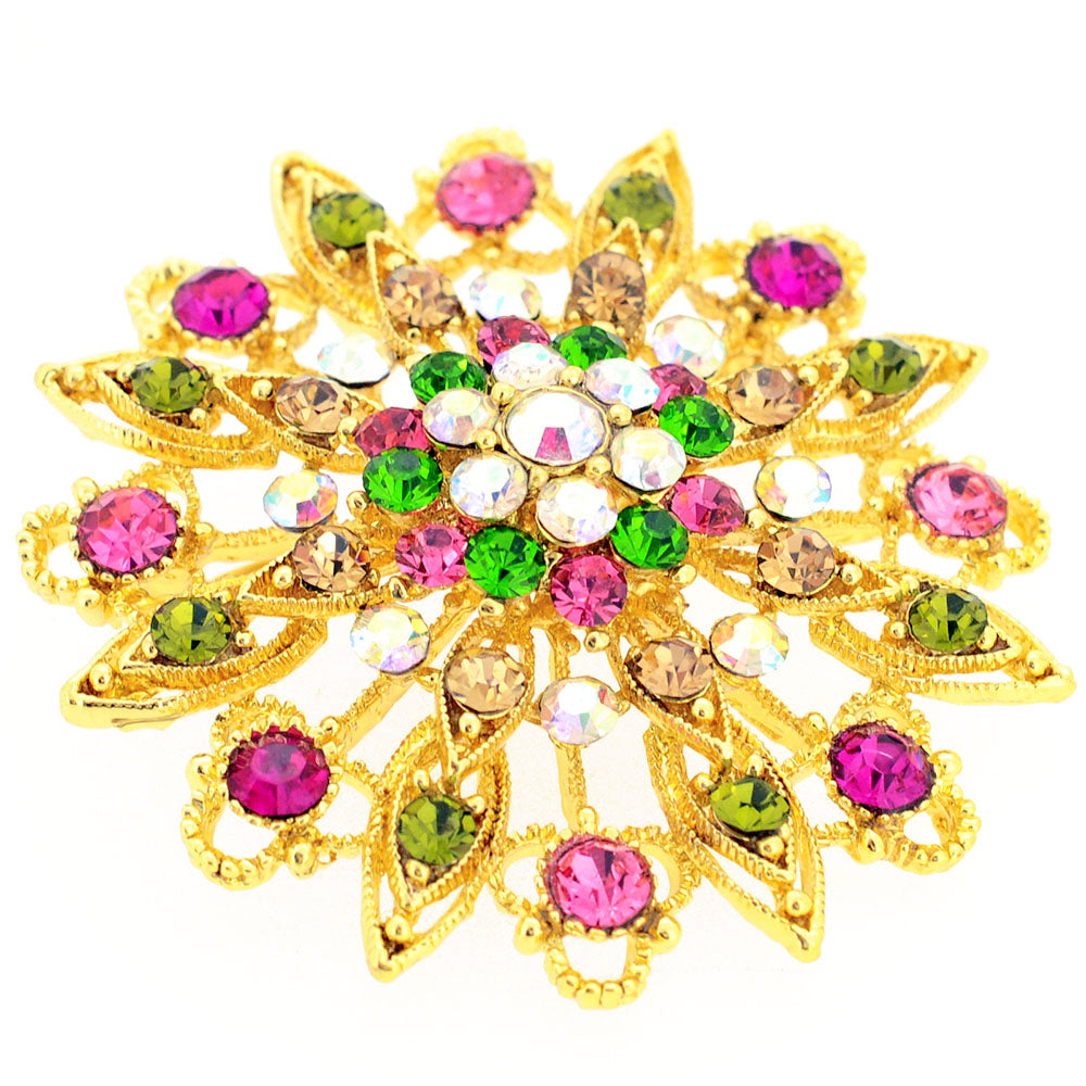 Multicolor Flower Wedding Crystal Pin Brooch and Pendant