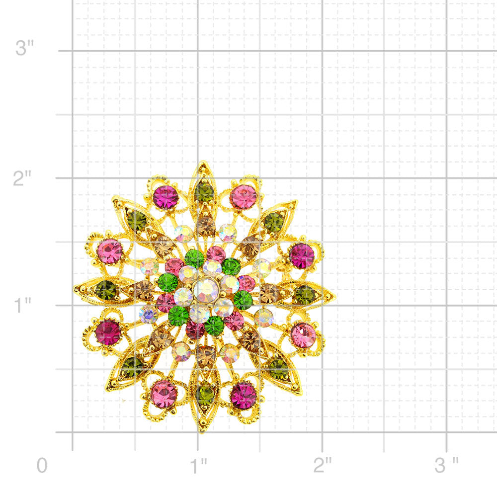Multicolor Flower Wedding Crystal Pin Brooch and Pendant