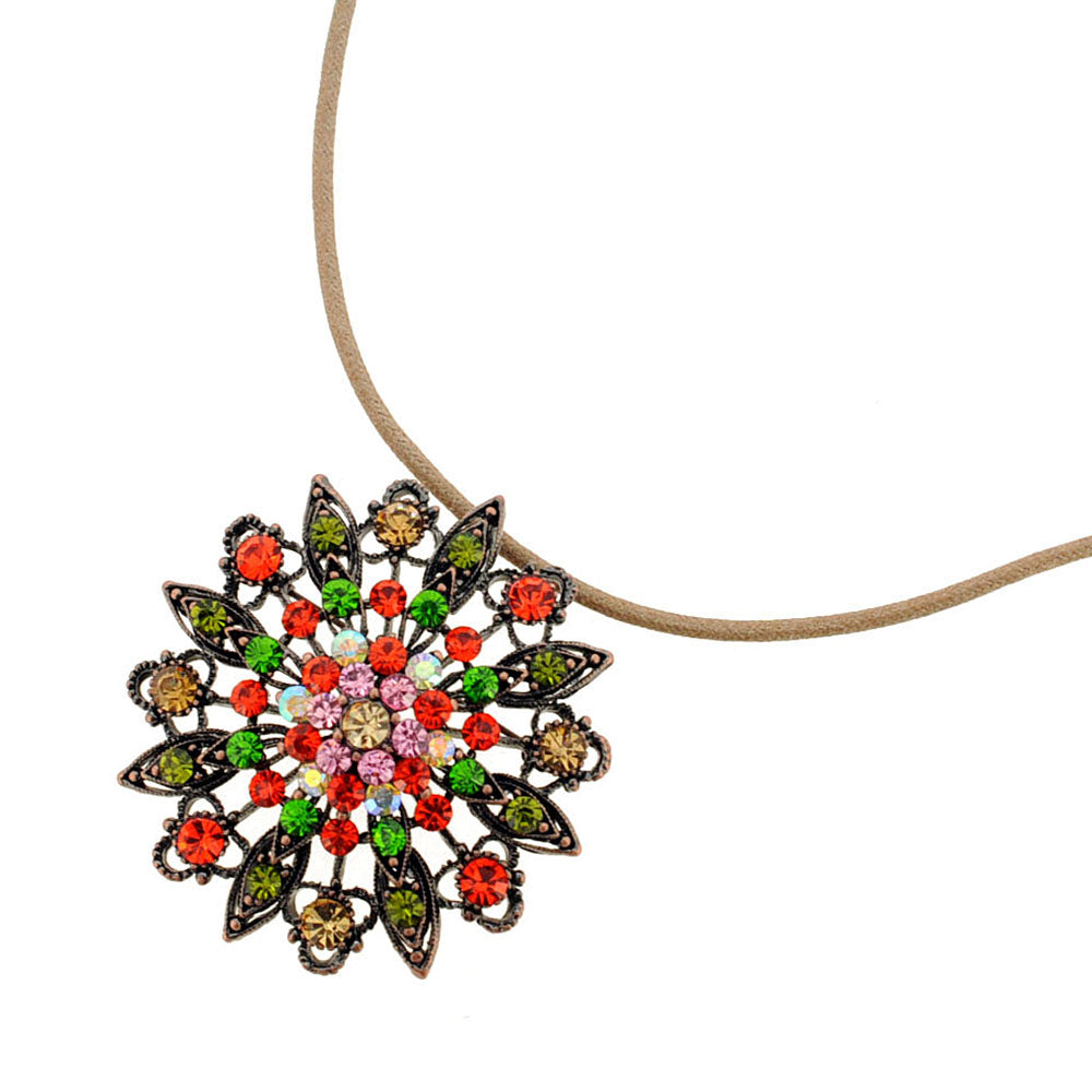 Mutlicolor Flower Wedding Crystal Pin Brooch and Pendant