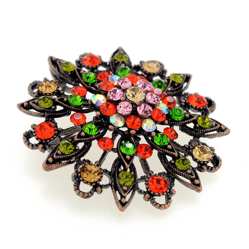 Mutlicolor Flower Wedding Crystal Pin Brooch and Pendant