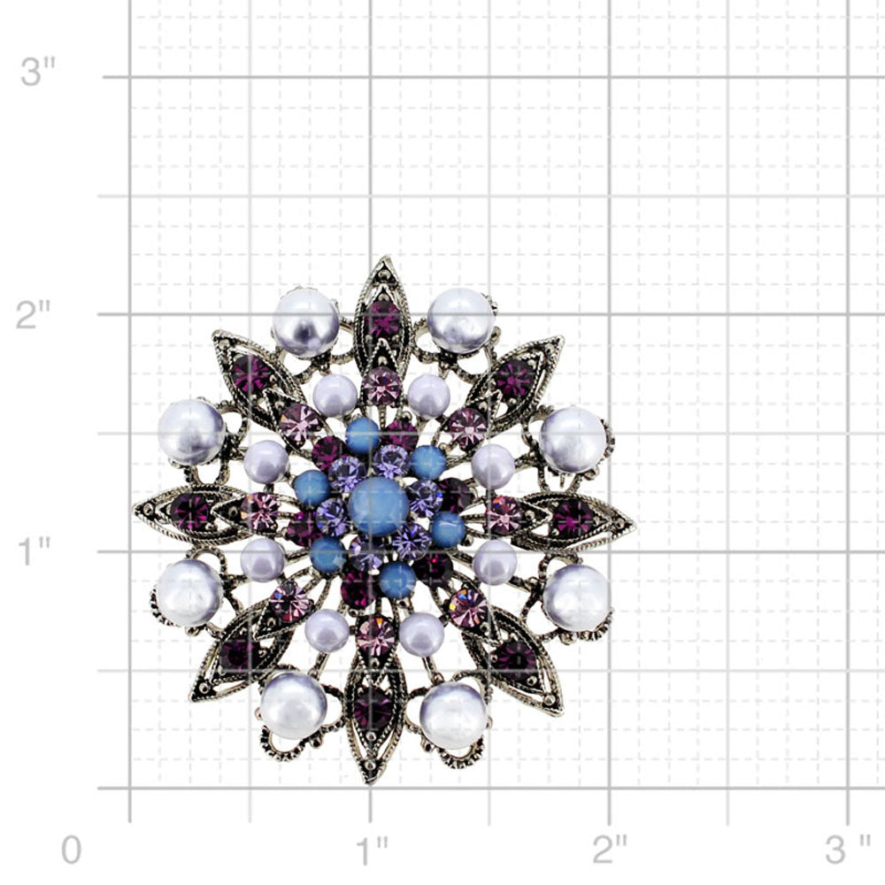 Light Purple Flower Wedding Swarovski Crystal Pin Brooch and Pendant