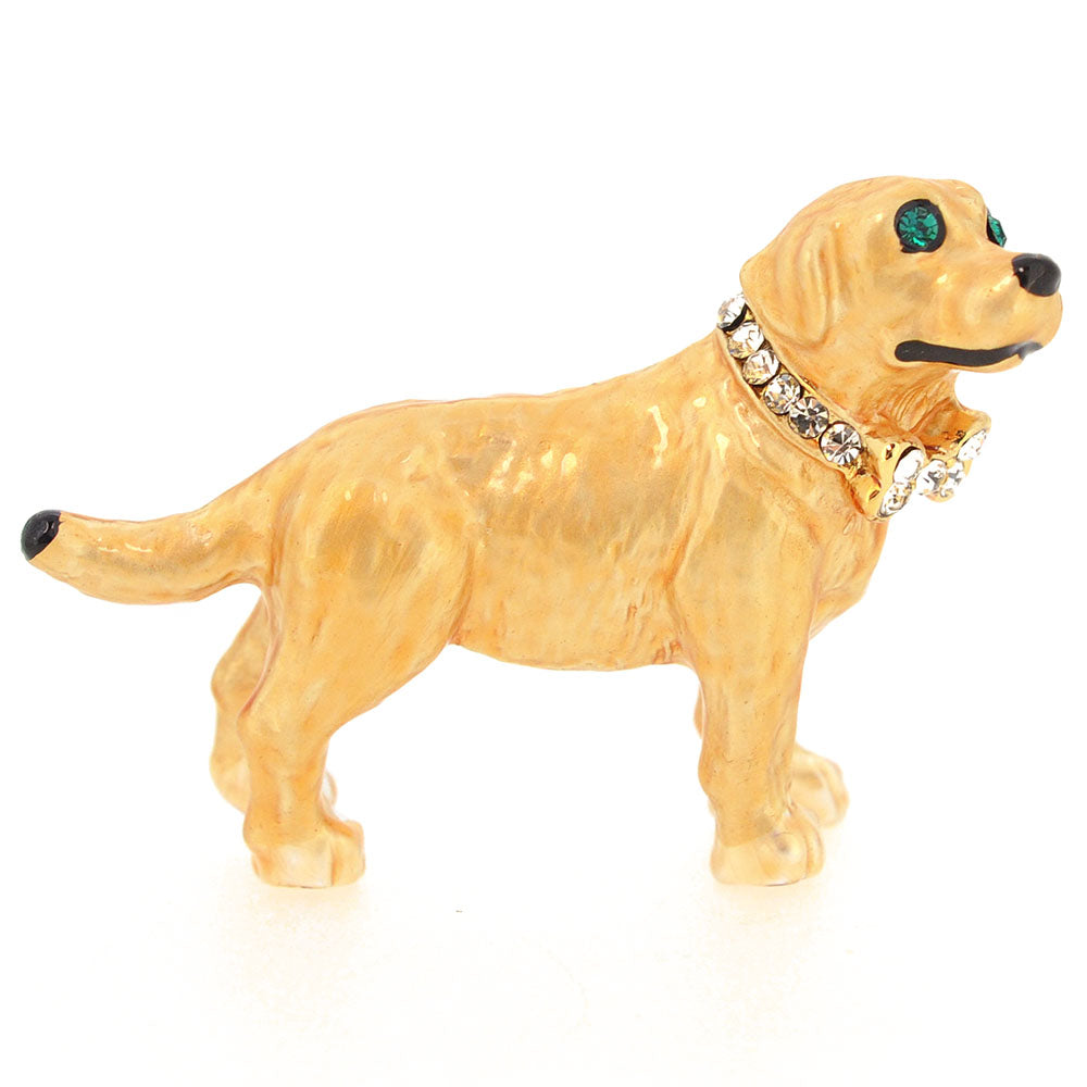 Golden Swarovski Crystal Dog Pin Brooch
