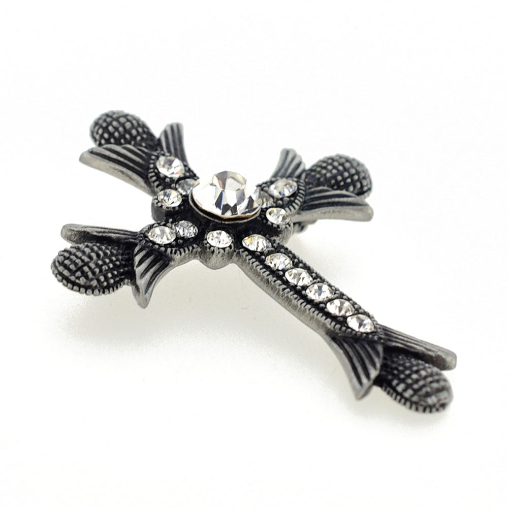 Black Cross Crystal Pin Brooch/Pendant