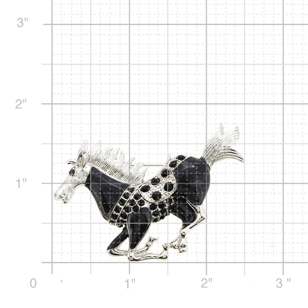 Black Gallop Horse Animal Pin Brooch