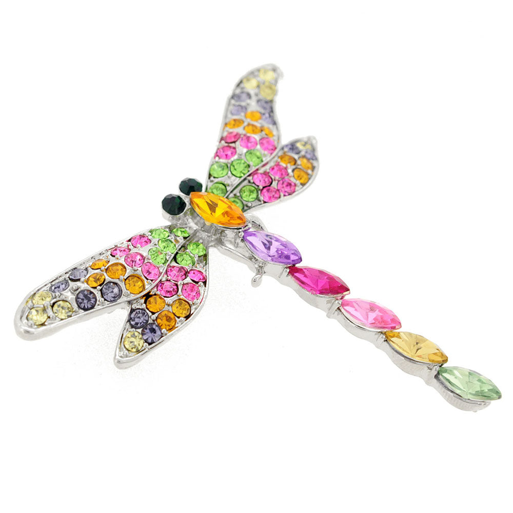 Multicolor Crystal Dragonfly Pin Brooch