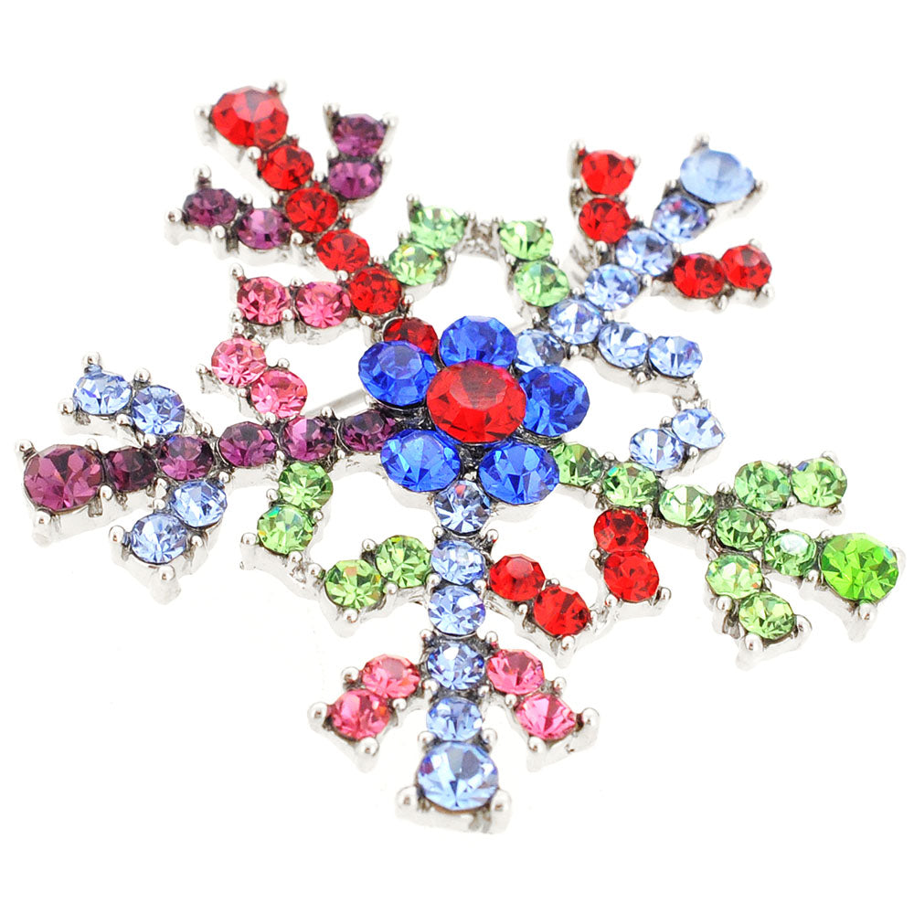 Multicolor Christmas Snowflake Crystal Pin Brooch