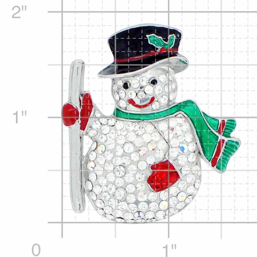 Classic Christmas Snowman Crystal Pin Brooch