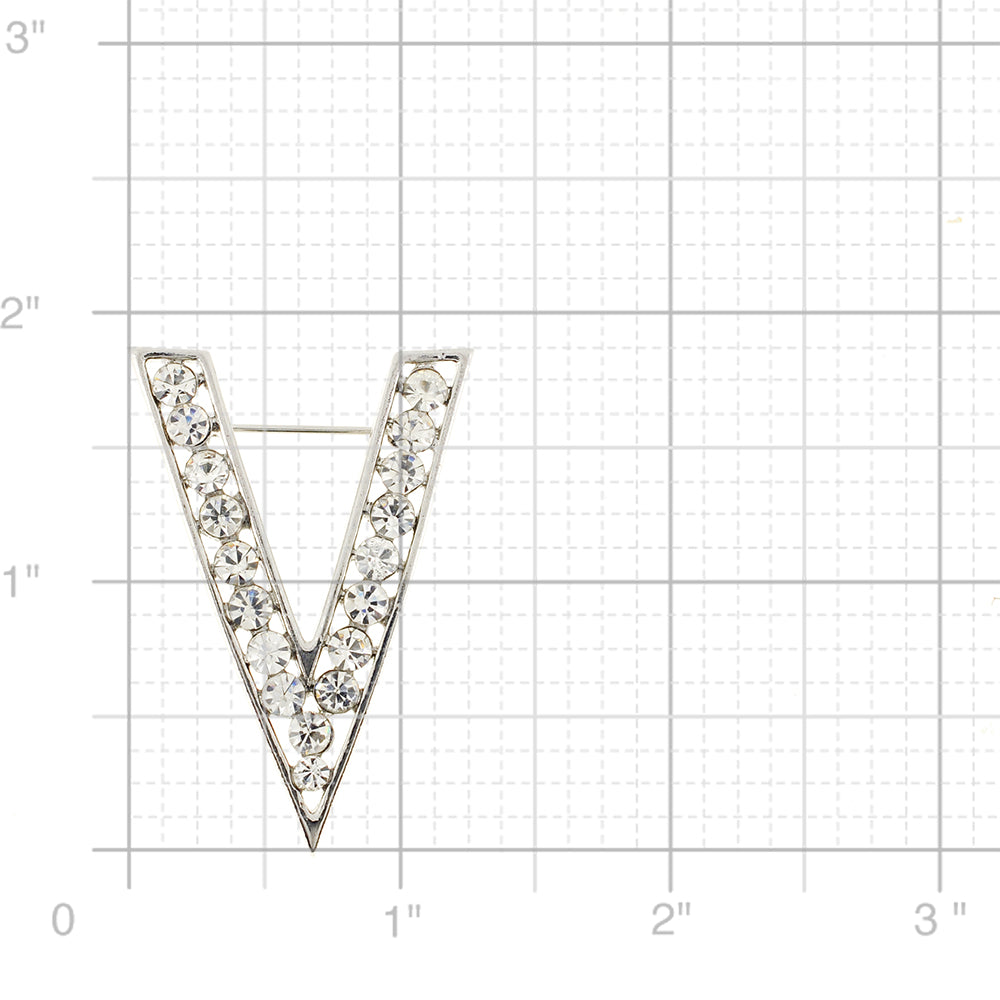 White Victory Sign Crystal Pin Brooch