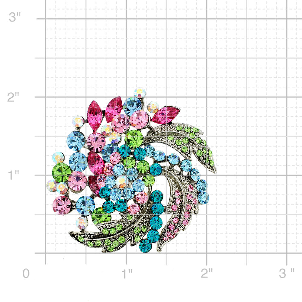 Multicolor Flower Wedding Swarovski Crystal Pin Brooch and Pendant