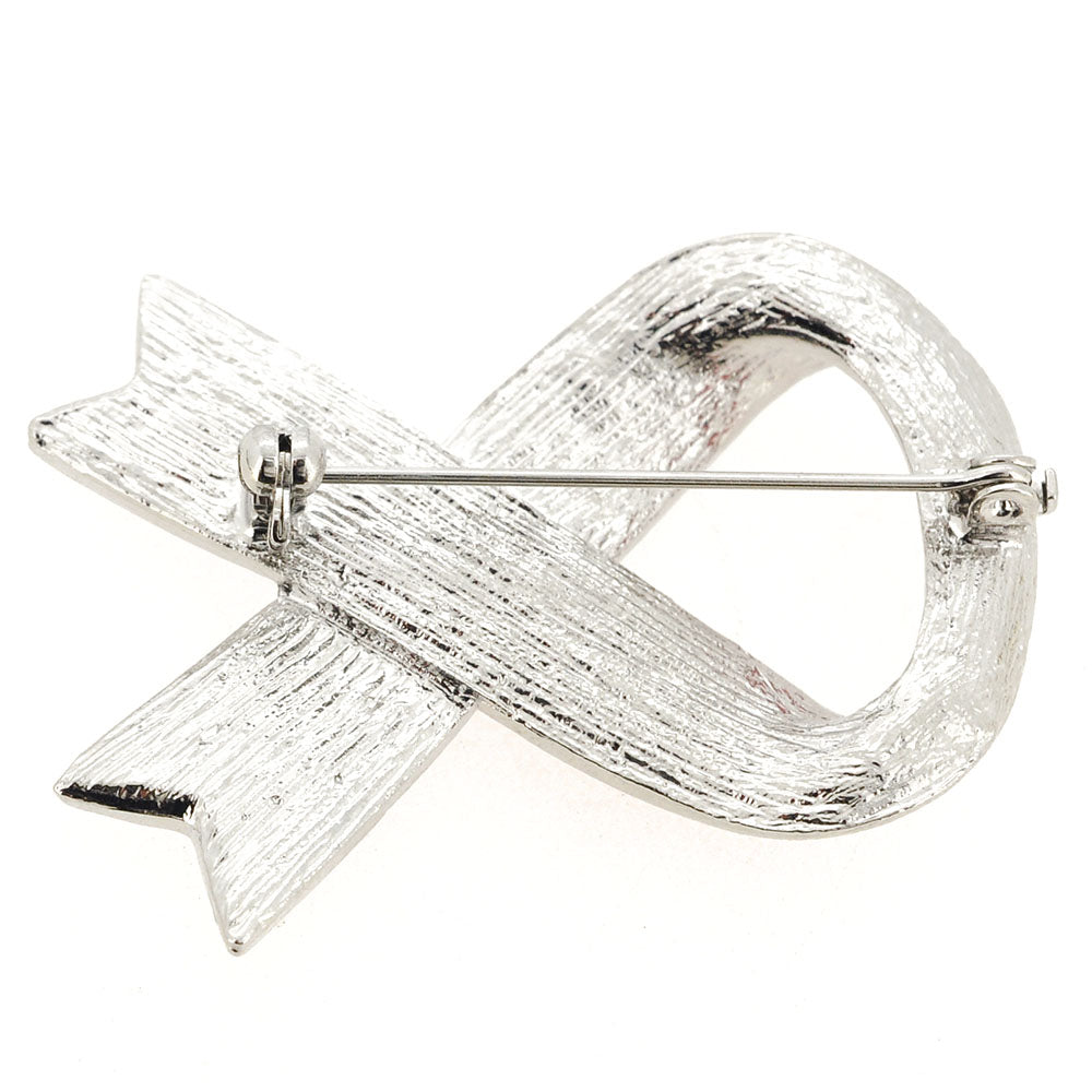 Pink Ribbon Crystal Pin Brooch