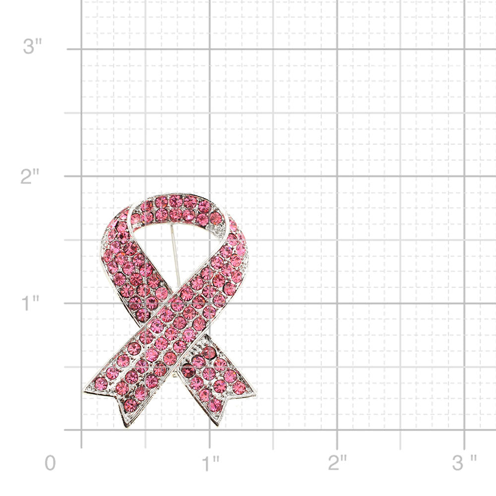 Pink Ribbon Crystal Pin Brooch
