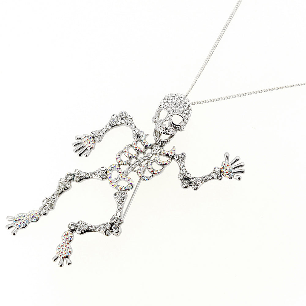 Crystal Skeleton Pin Brooch And Pendant