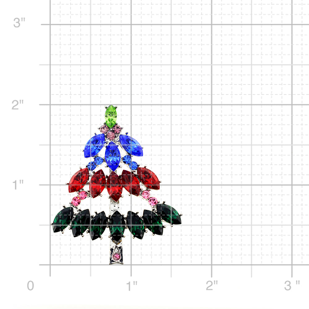 Multicolor Christmas Tree Crystal Pin Brooch