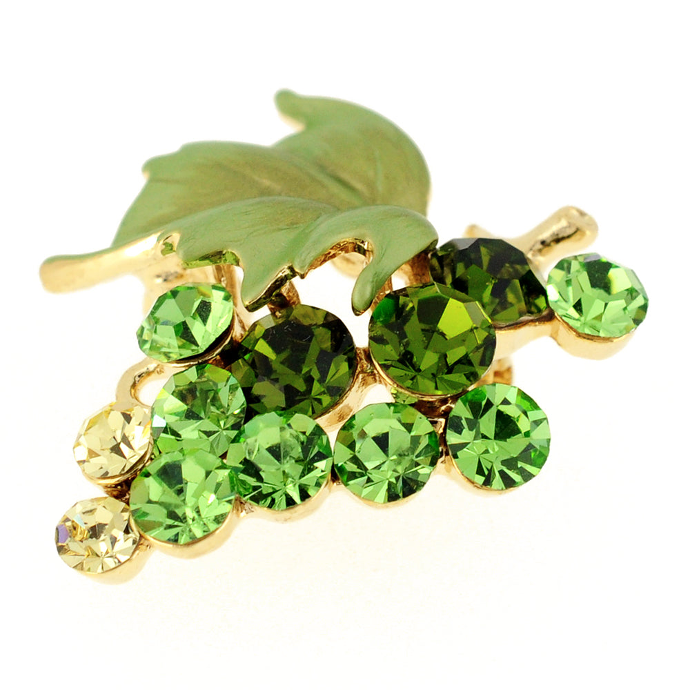 Multi Green Bunch Of Grapes Swarovski Crystal Pin Brooch
