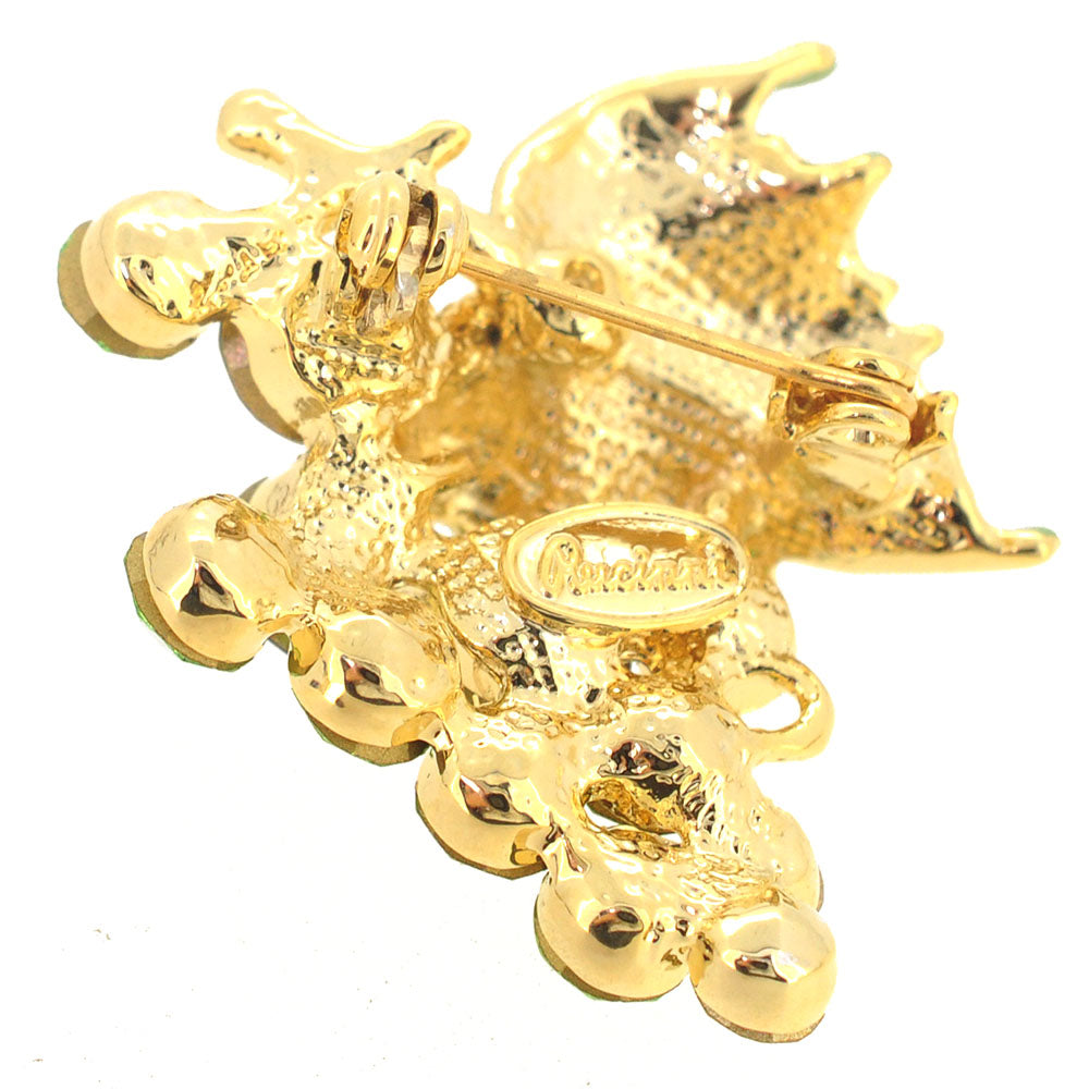 Multi Green Bunch Of Grapes Swarovski Crystal Pin Brooch