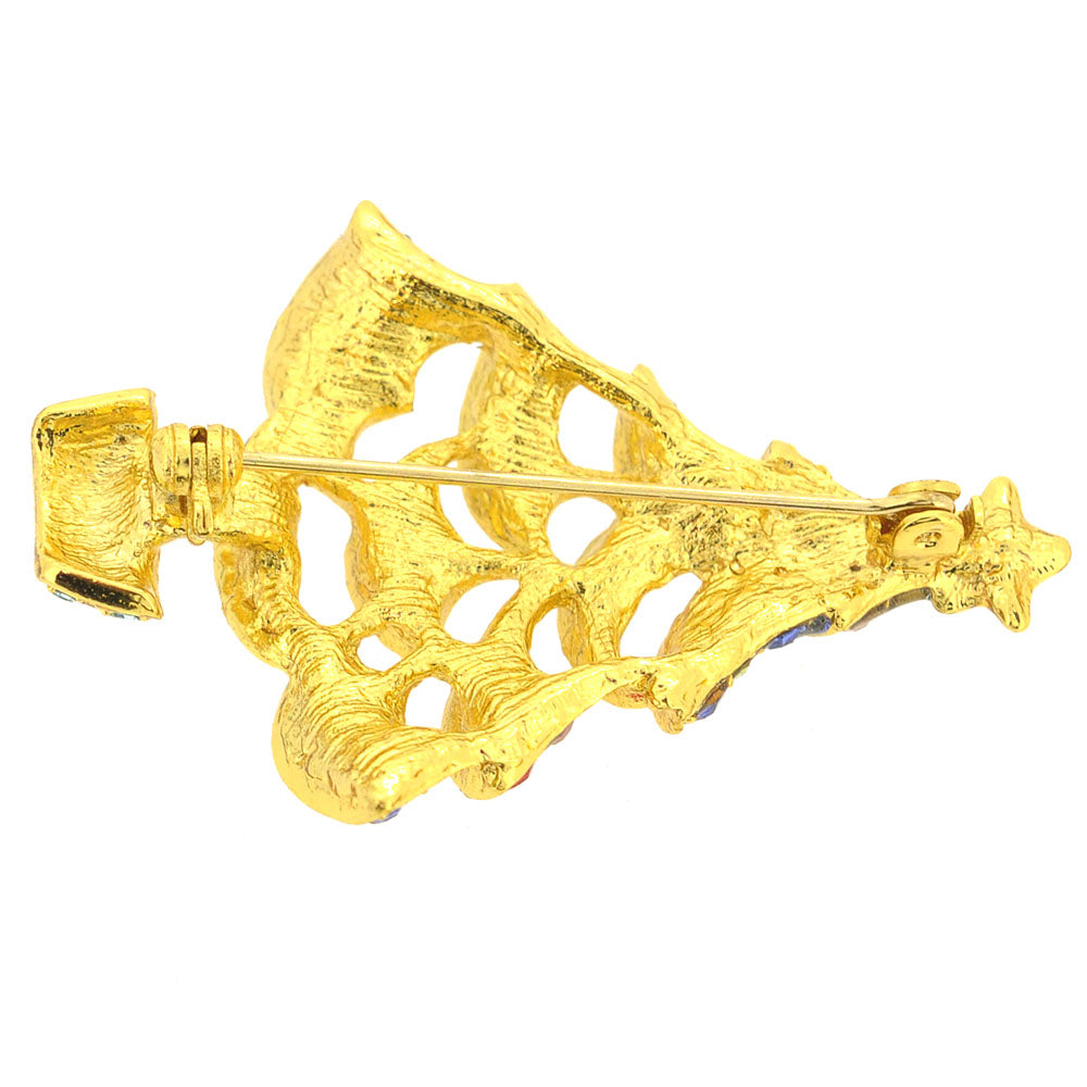 Multicolor Christmas Tree Crystal Pin Brooch