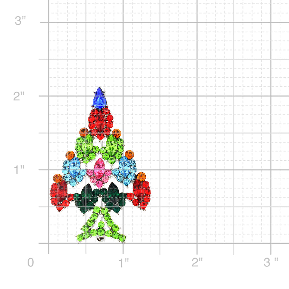 Multicolor Christmas Tree Crystal Pin Brooch